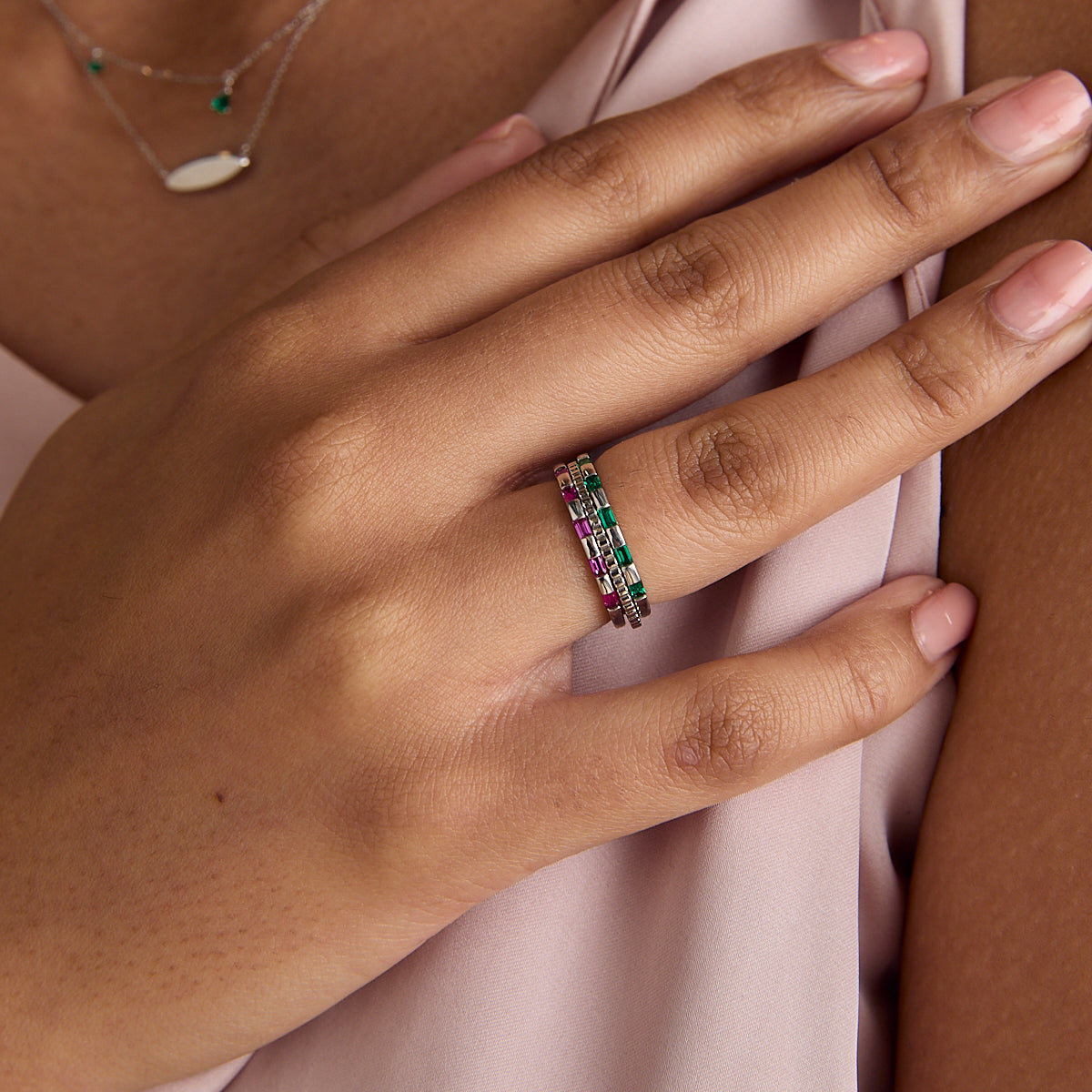 Rings - Ridged Band Ring in Solid White Gold - Band Rings - Astrid &amp; Miyu