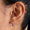 Earrings - Pink Sapphire Baguette Hoops in Solid White Gold - Hoop Earrings - Astrid &amp; Miyu