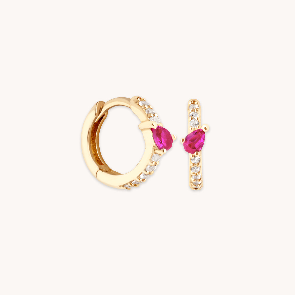 Earrings - Pink Sapphire Marquise Huggies in Solid Gold - Huggies - Astrid &amp; Miyu