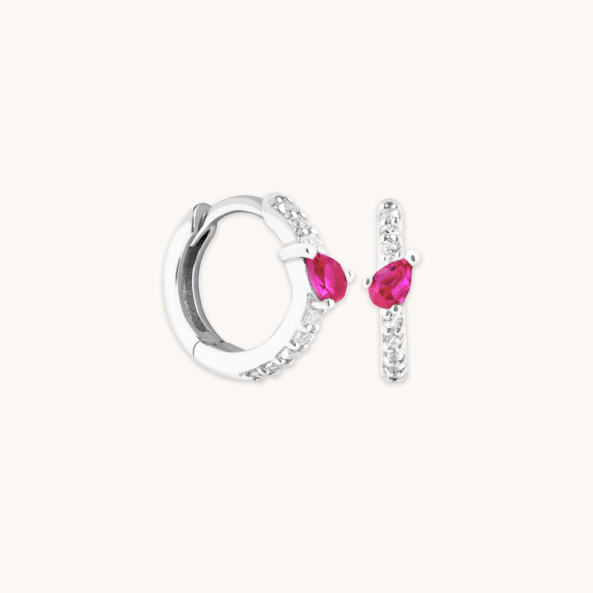 Earrings - Pink Sapphire Marquise Huggies in Solid White Gold - Huggies - Astrid &amp; Miyu