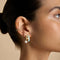 18k Gold Plated Jewellery - Aqua Chalcedony Carved Dome Hoops in Gold - Hoop Earrings - Astrid &amp; Miyu