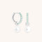 Dolce Collection - Aqua & Pearl Charm Huggies in Silver - Huggies - Astrid &amp; Miyu