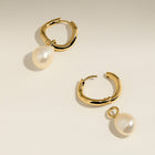 Serenity Pearl Charm Hoops in Gold-Astrid &amp; Miyu