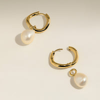 Serenity Pearl Charm Hoops in Gold-Astrid &amp; Miyu