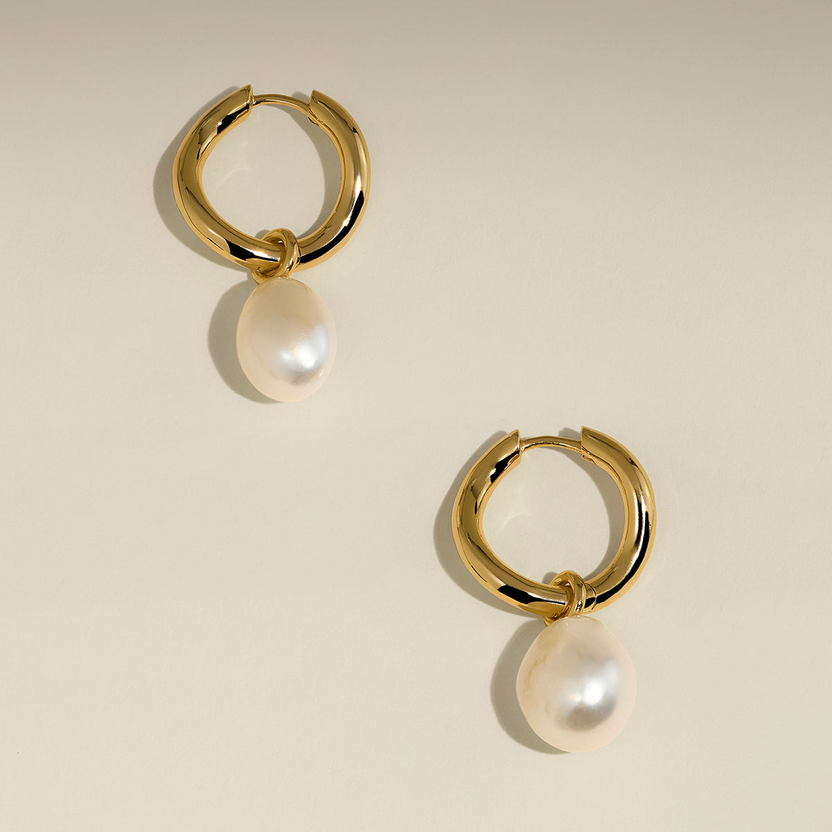 Serenity Pearl Charm Hoops in Gold-Astrid &amp; Miyu