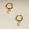 Serenity Pearl Charm Hoops in Gold-Astrid &amp; Miyu