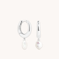 Earrings - Pearl Charm Huggies in Silver - Huggies - Astrid &amp; Miyu