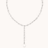 Charm Compatible Necklaces & Bracelets - Infinite Pearl Bold Lariat Necklace in Silver - Lariat Necklace - Astrid &amp; Miyu