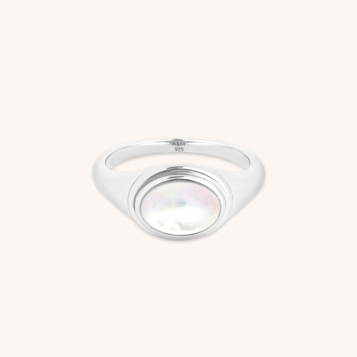 Cocktail Rings - Mother of Pearl Cocktail Ring in Silver - Cocktail Rings - Astrid &amp; Miyu