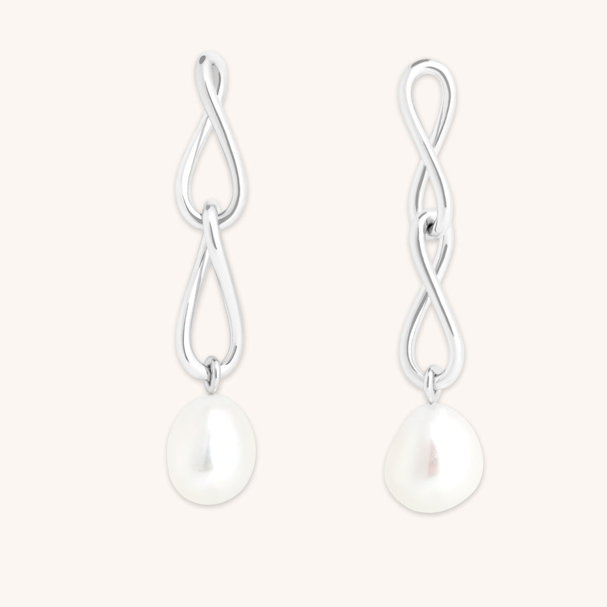 Earrings - Infinite Pearl Drop Studs in Silver - Stud Earrings - Astrid &amp; Miyu