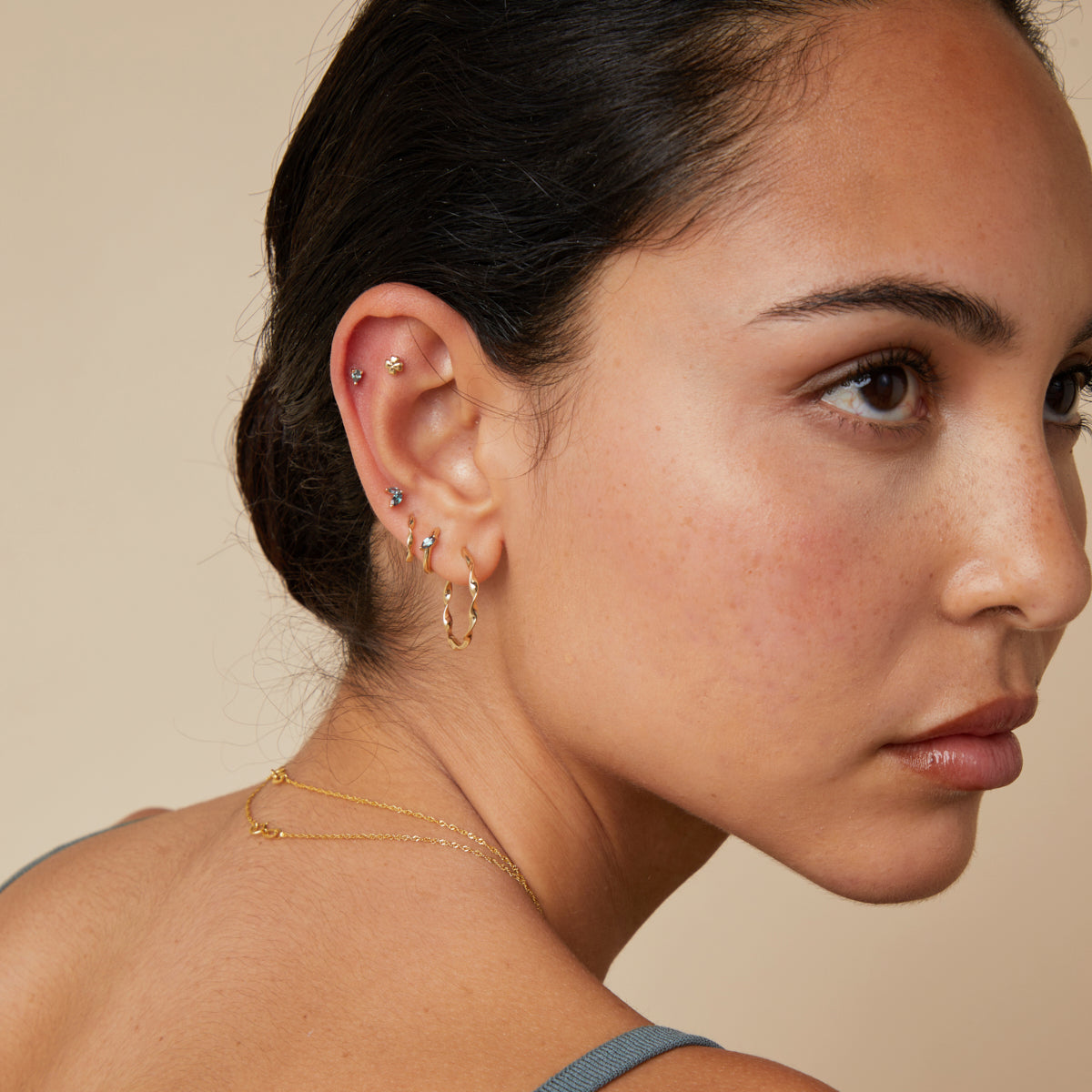 Flat Back Labret Studs - Alexandrite Pear Piercing Stud in Solid Gold - Piercing Stud - Astrid &amp; Miyu