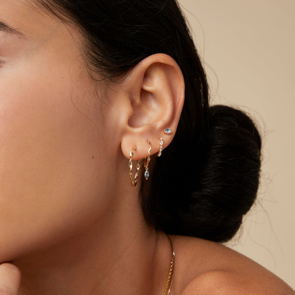 Flat Back Labret Studs - Evil Eye Alexandrite Piercing Stud in Solid Gold - Piercing Stud - Astrid &amp; Miyu