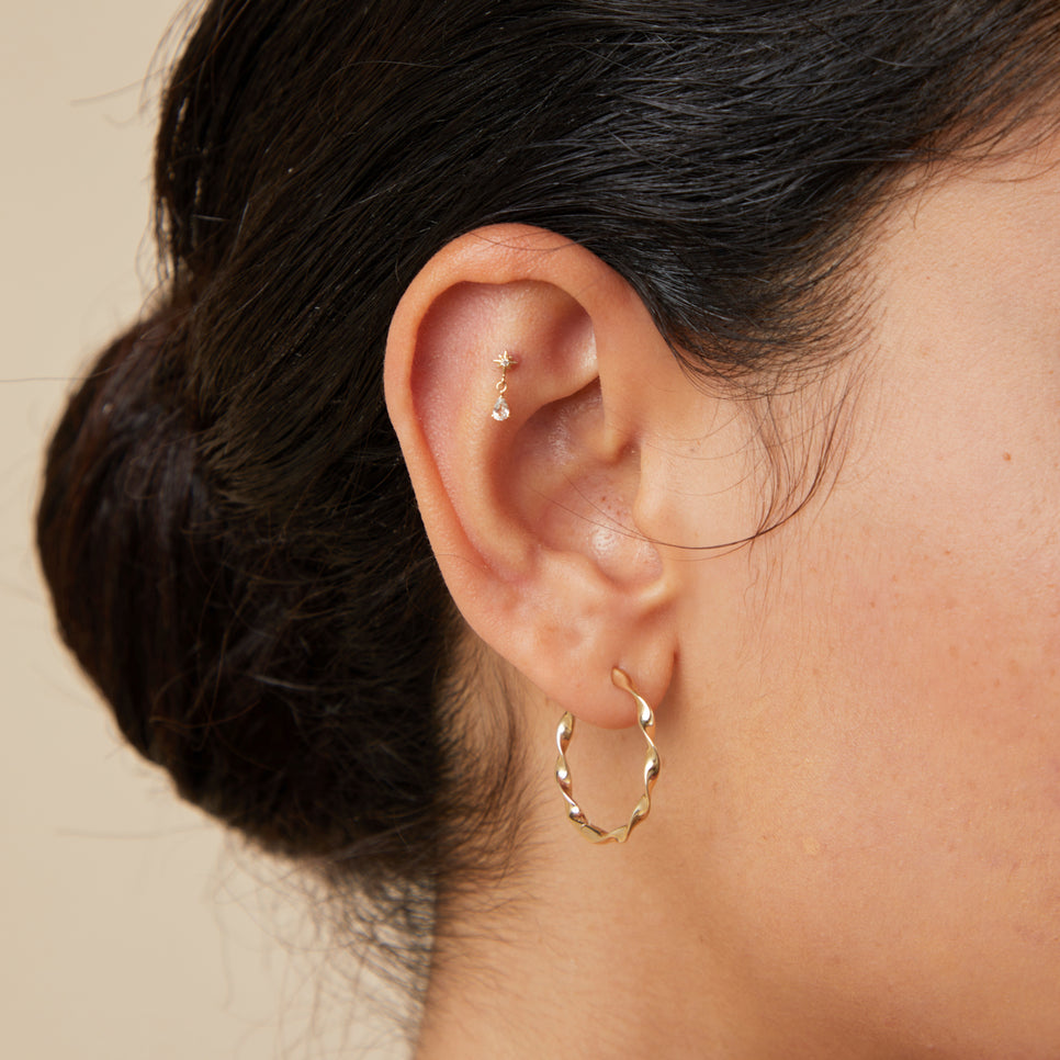Cosmic Pear Charm Piercing Stud in Solid Gold-Astrid &amp; Miyu