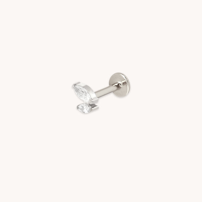 Crystal Double Marquise Titanium Piercing Stud in Platinum-Astrid &amp; Miyu