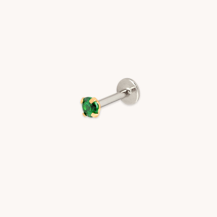 Green Titanium Piercing Stud in Gold-Astrid &amp; Miyu