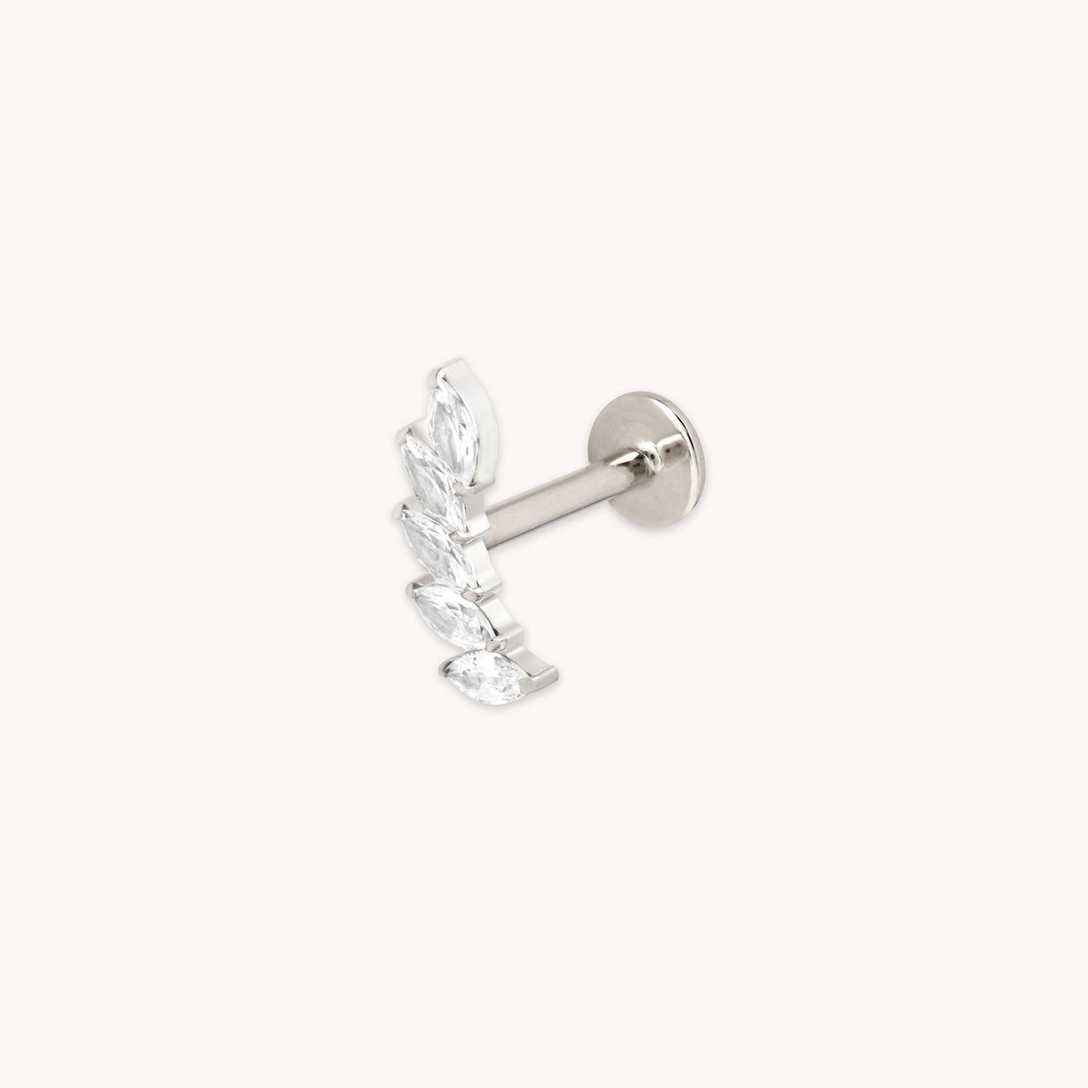 Curved Marquise Titanium Piercing Stud in Platinum-Astrid &amp; Miyu
