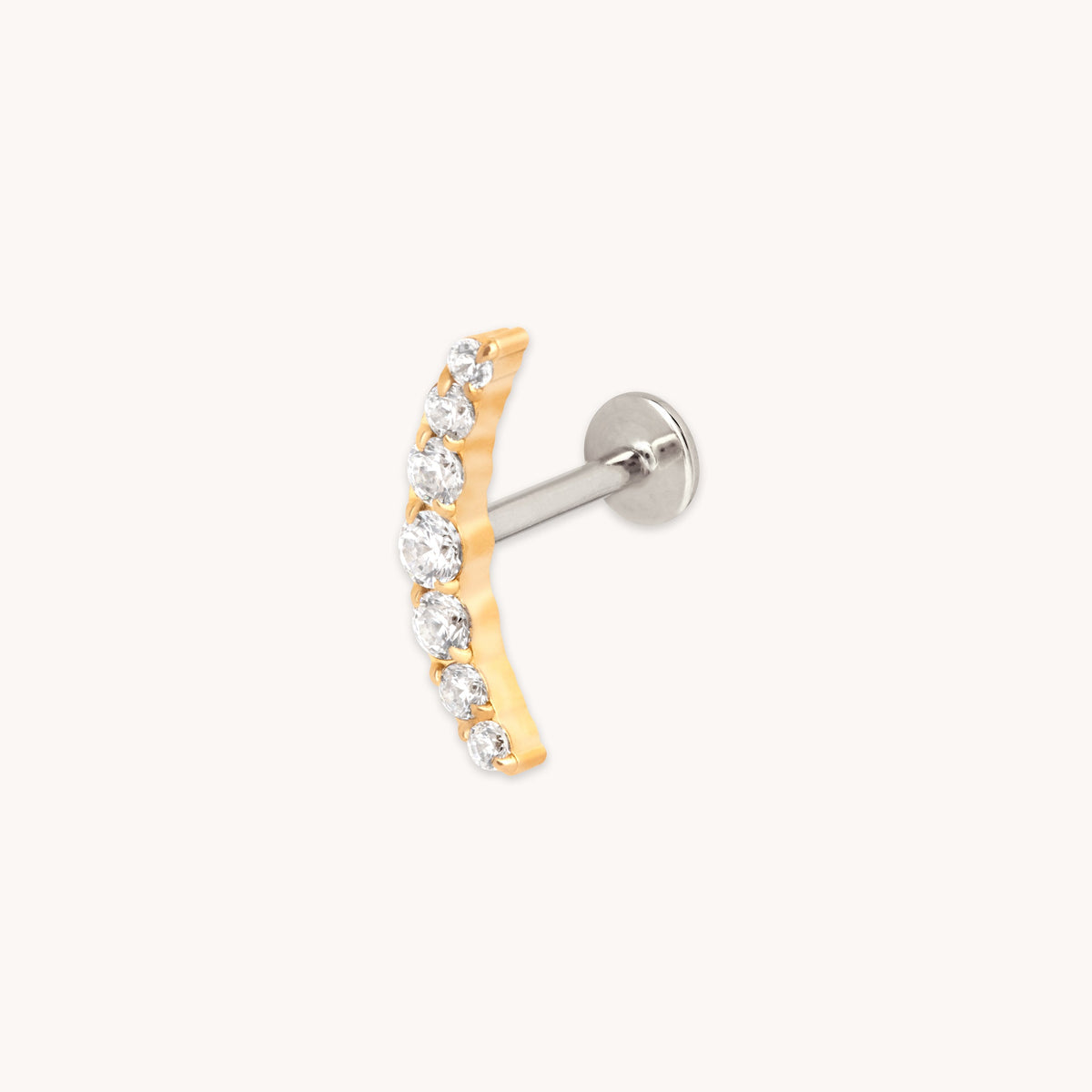 Curved Crystal Titanium Piercing Stud in Gold-Astrid &amp; Miyu
