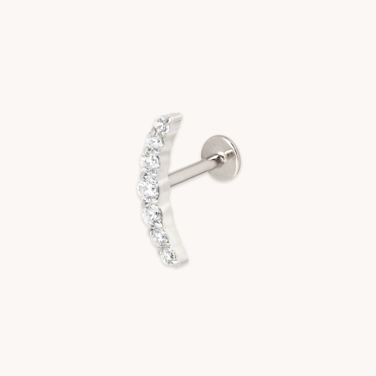 Curved Crystal Titanium Piercing Stud in Platinum-Astrid &amp; Miyu