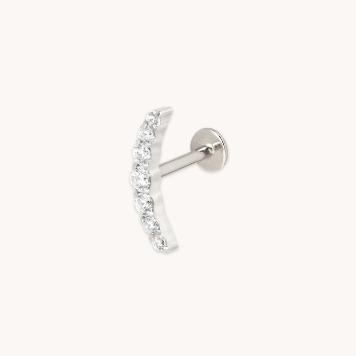 Curved Crystal Titanium Piercing Stud in Platinum-Astrid &amp; Miyu