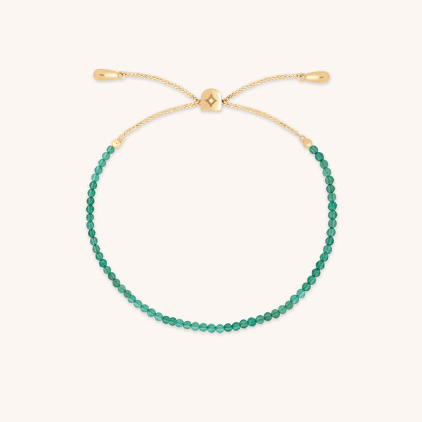 Bracelets - Green Agate Gemstone Bracelet in 9k Gold - Beaded Bracelet - Astrid &amp; Miyu
