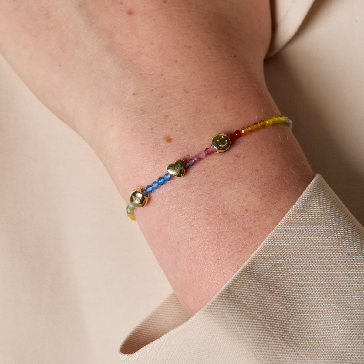 A&M Junior Collection - Junior Rainbow Gemstone Bracelet in 9k Gold - Beaded Bracelet - Astrid &amp; Miyu