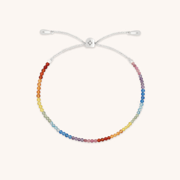 Bracelets - Rainbow Gemstone Bracelet in 9k White Gold - Beaded Bracelet - Astrid &amp; Miyu