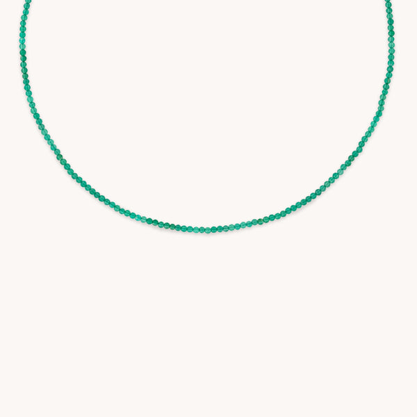 Beaded Jewellery - Green Agate Gemstone Necklace in 9k Gold - Beaded Necklace - Astrid &amp; Miyu