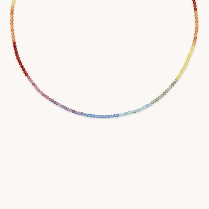 A&M Junior Collection - Junior Rainbow Gemstone Necklace in 9k Gold - Beaded Necklace - Astrid &amp; Miyu