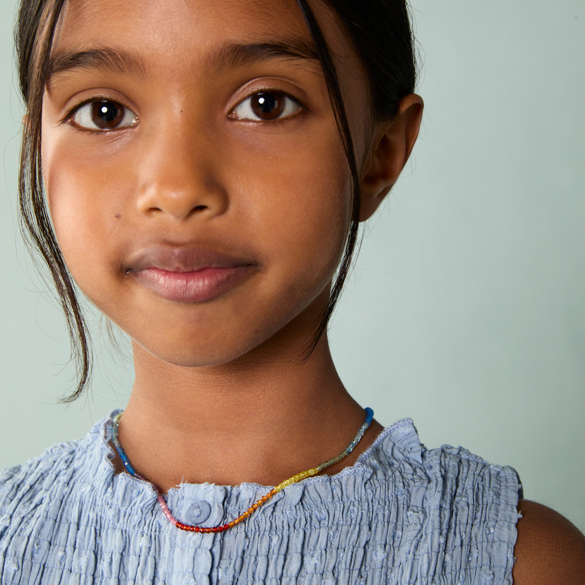 A&M Junior Collection - Junior Rainbow Gemstone Necklace in 9k Gold - Beaded Necklace - Astrid &amp; Miyu