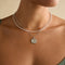 Beaded Jewellery - Moonstone Gemstone Necklace in 9k White Gold - Beaded Necklace - Astrid &amp; Miyu