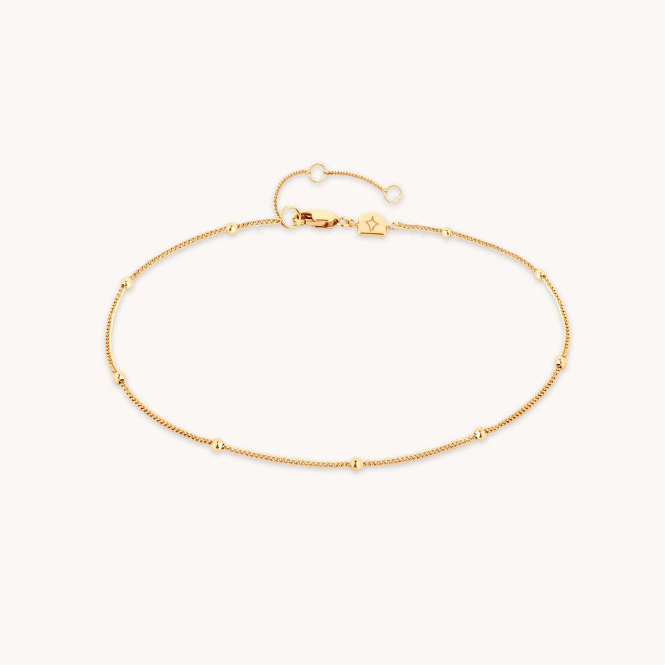 18k Gold Plated Jewellery - Essential Beaded Chain Anklet in Gold - Anklet - Astrid &amp; Miyu