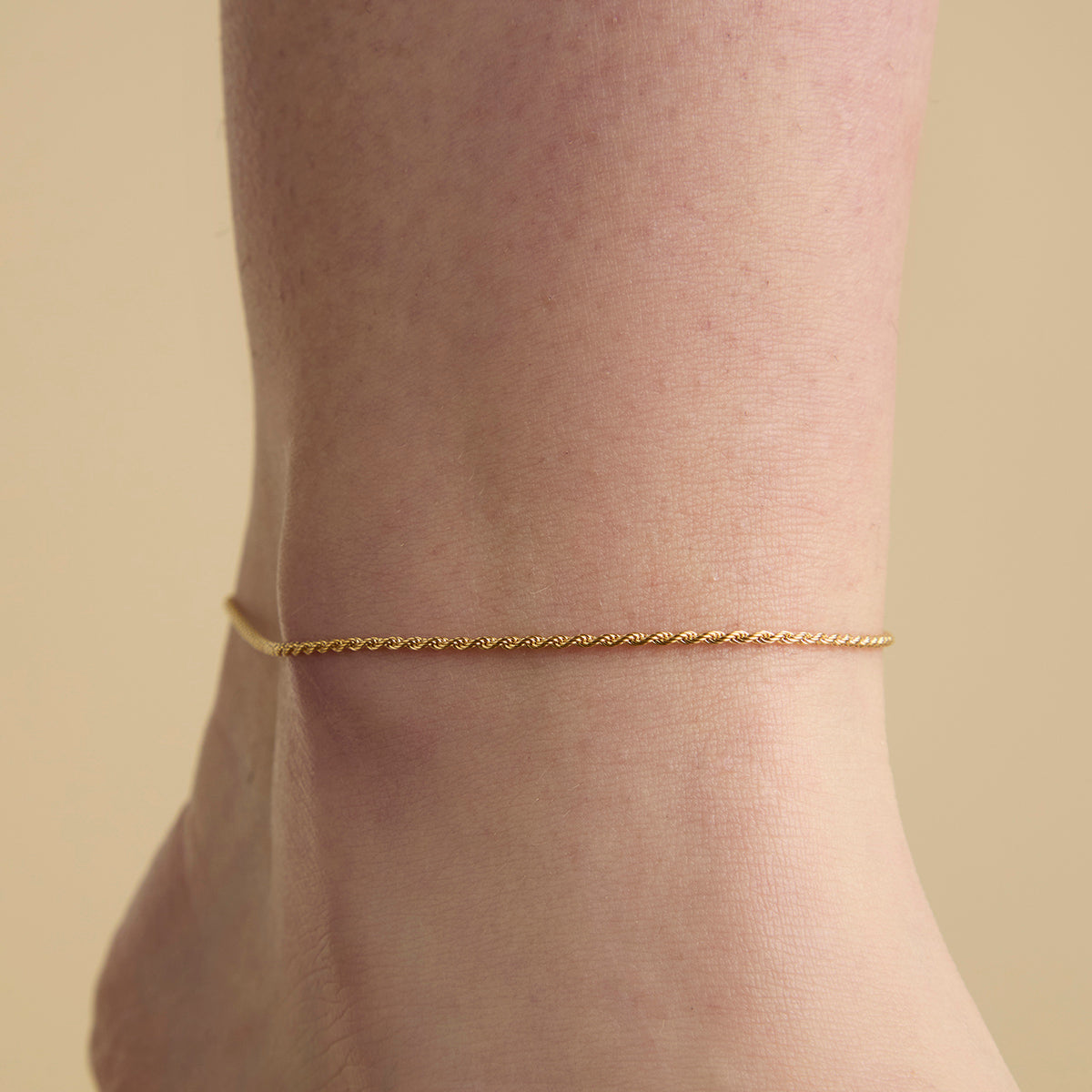 18k Gold Plated Jewellery - Essential Rope Chain Anklet in Gold - Anklet - Astrid &amp; Miyu