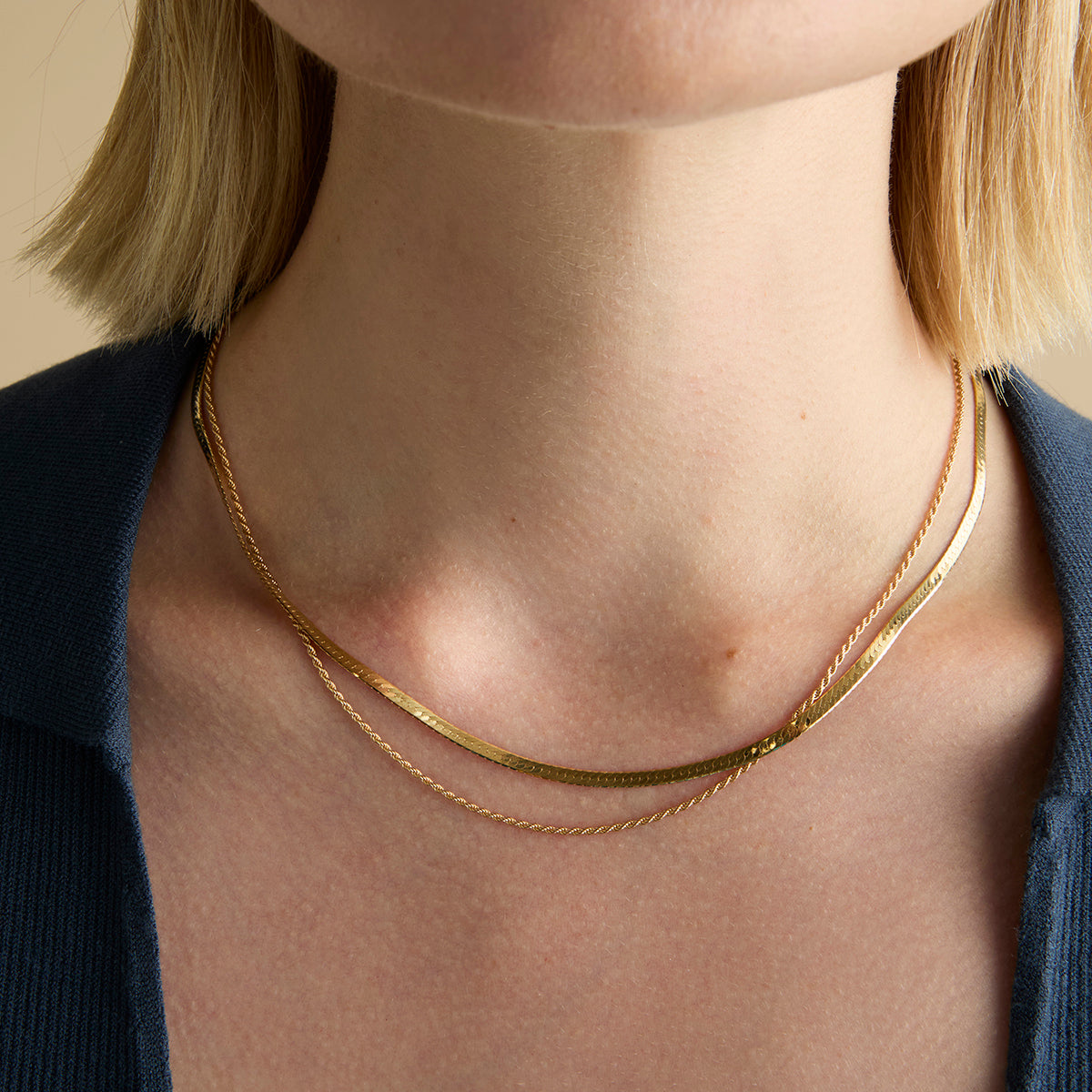 Essential Snake Chain Necklace in Gold-Astrid &amp; Miyu