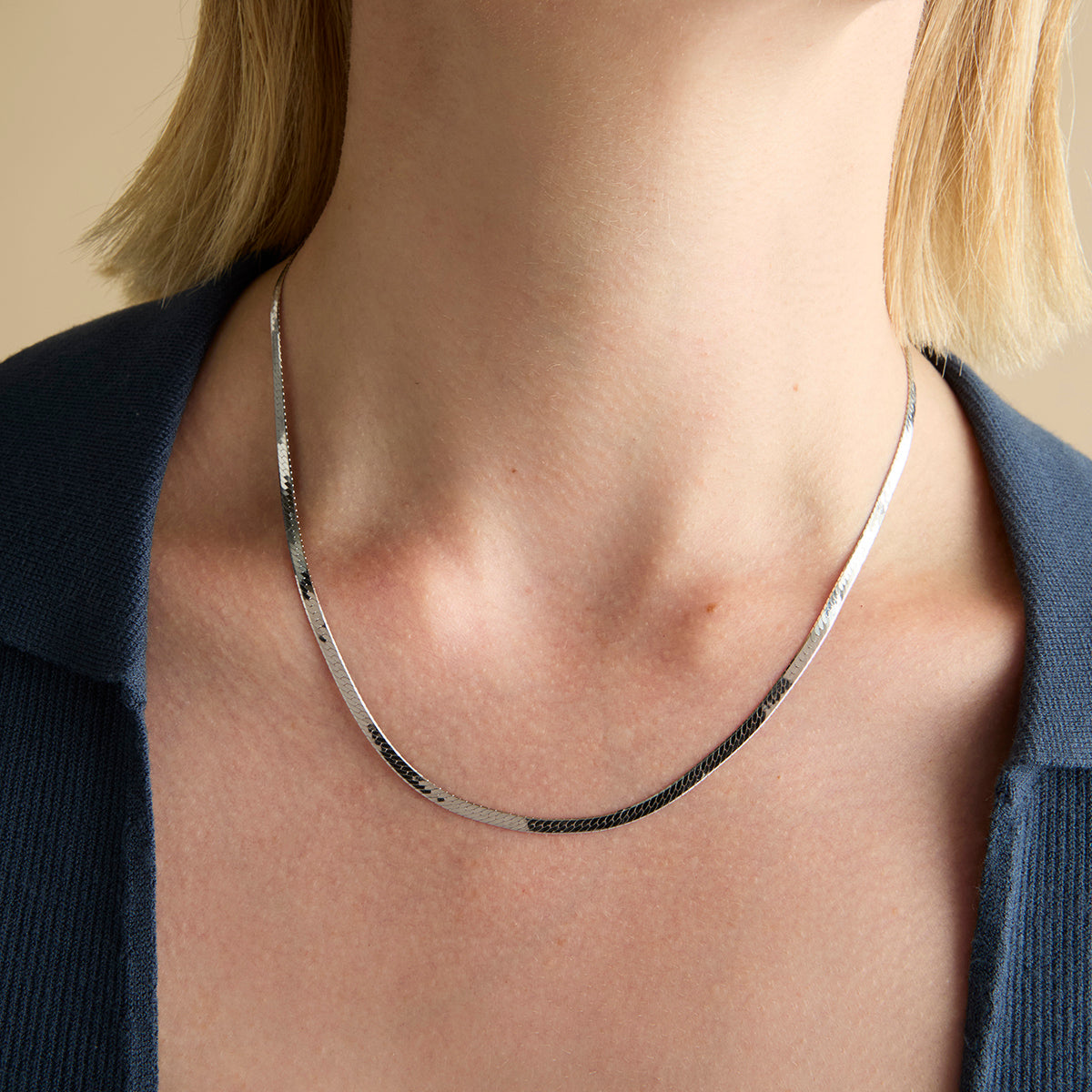 Essential Snake Chain Necklace in Silver-Astrid &amp; Miyu