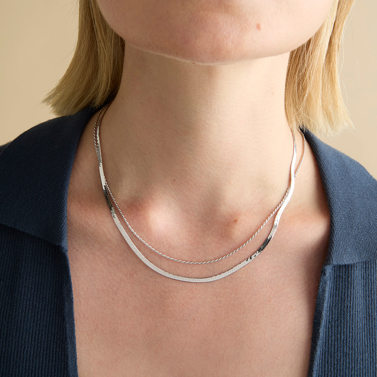 Essential Snake Chain Necklace in Silver-Astrid &amp; Miyu