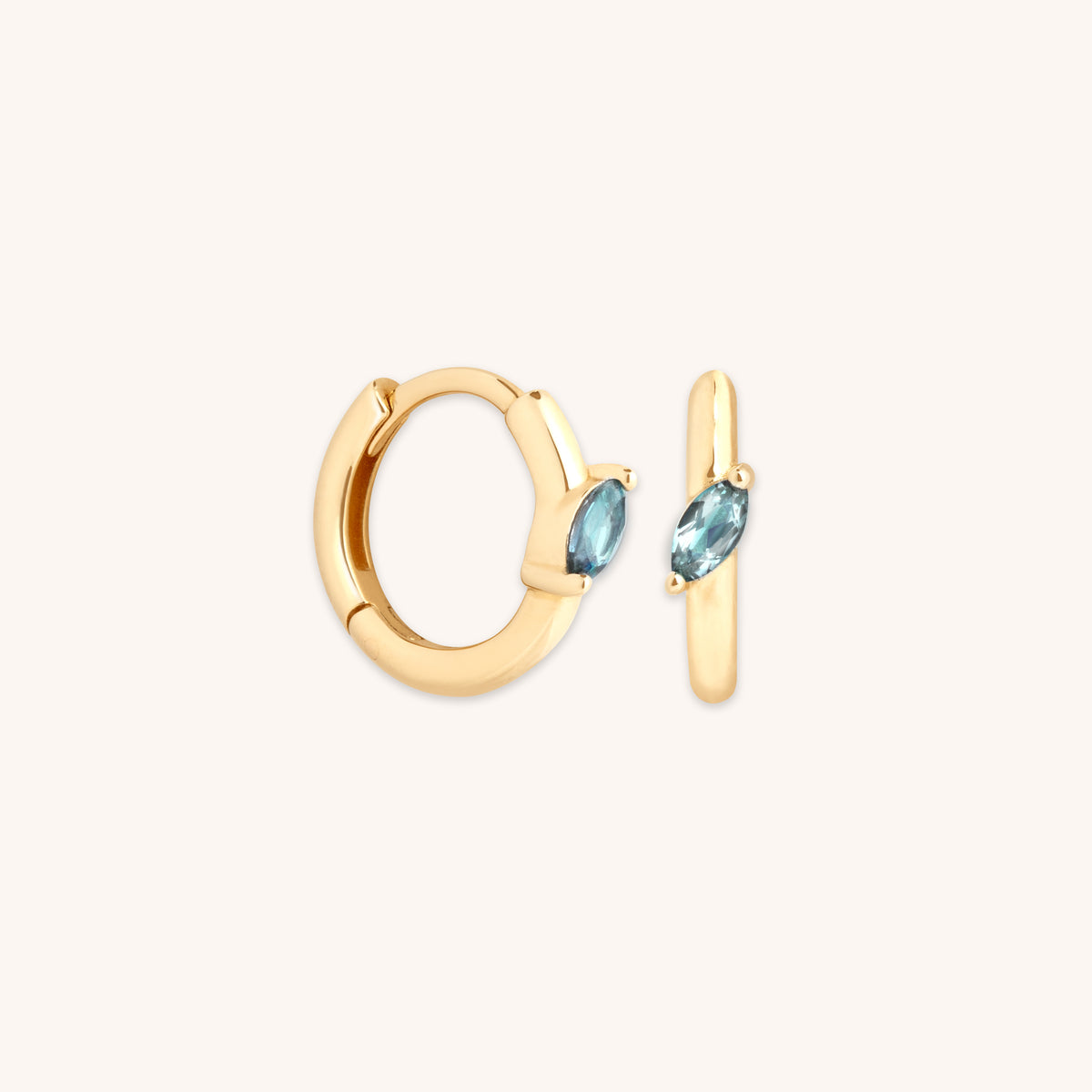 Earrings - Alexandrite Marquise Huggies in Solid Gold - Huggies - Astrid &amp; Miyu