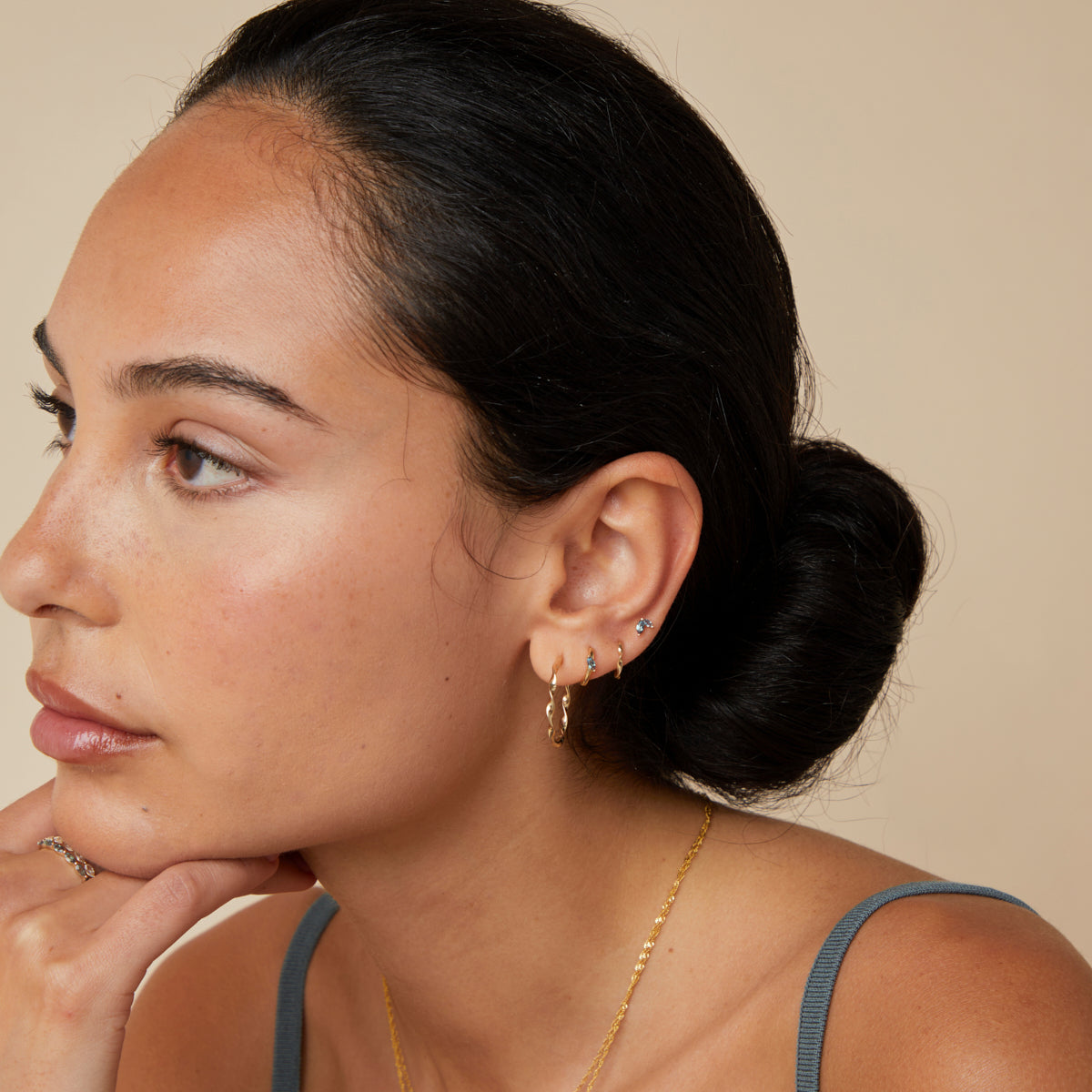 Earrings - Alexandrite Marquise Huggies in Solid Gold - Huggies - Astrid &amp; Miyu