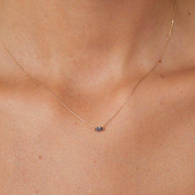 Gemstone Jewellery - Alexandrite Marquise Necklace in Solid Gold - Charm Necklaces - Astrid &amp; Miyu