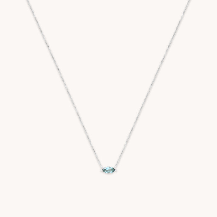 Gemstone Jewellery - Alexandrite Marquise Necklace in Solid White Gold - Charm Necklaces - Astrid &amp; Miyu
