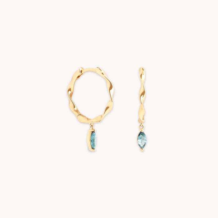 Earrings - Alexandrite Charm Twist Huggies in Solid Gold - Huggies - Astrid &amp; Miyu