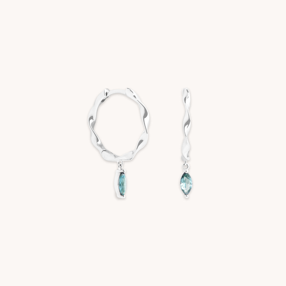Earrings - Alexandrite Charm Twist Huggies in Solid White Gold - Huggies - Astrid &amp; Miyu