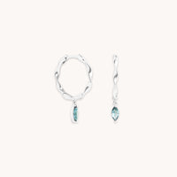 Earrings - Alexandrite Charm Twist Huggies in Solid White Gold - Huggies - Astrid &amp; Miyu