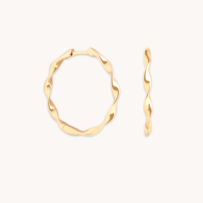 Earrings - Twist Large Hoops in Solid Gold - Hoop Earrings - Astrid &amp; Miyu