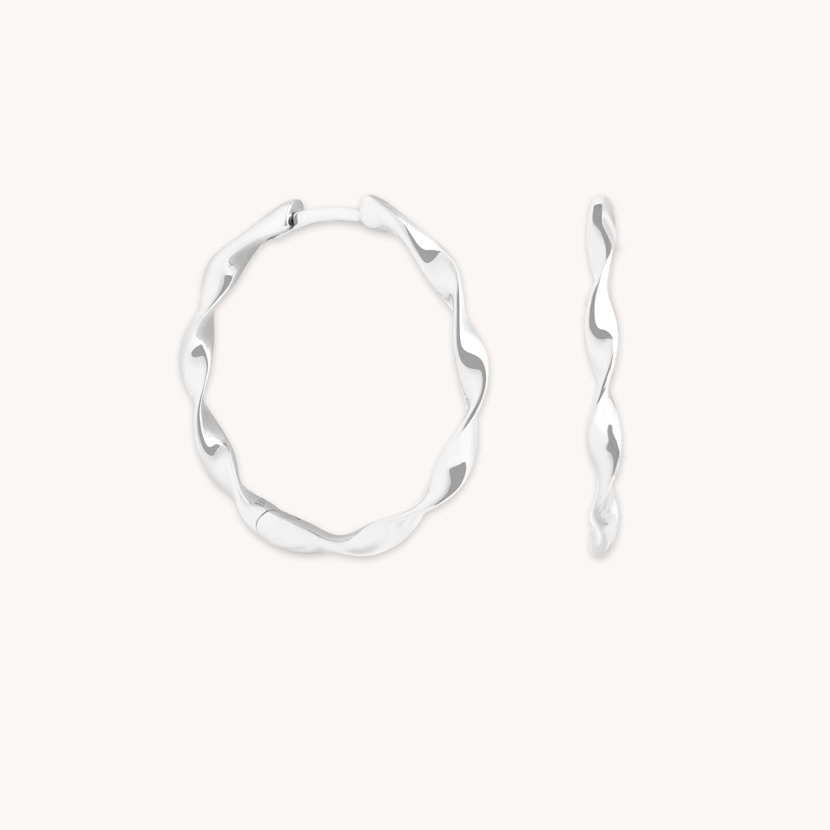Earrings - Twist Large Hoops in Solid White Gold - Hoop Earrings - Astrid &amp; Miyu