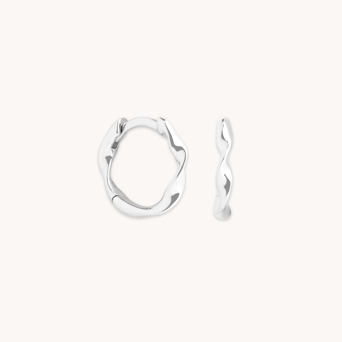 Earrings - Twist Huggies in Solid White Gold - Huggies - Astrid &amp; Miyu