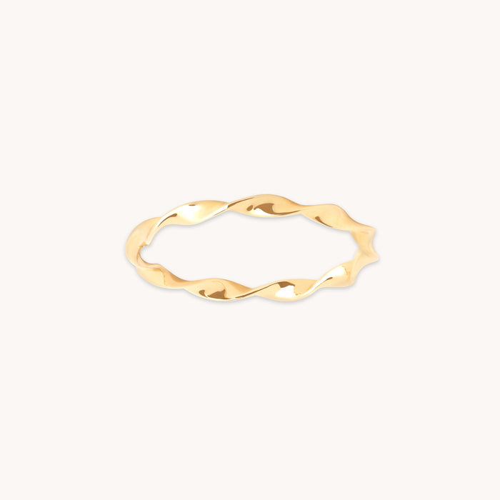 Rings - Twist Band Ring in Solid Gold - Band Rings - Astrid &amp; Miyu