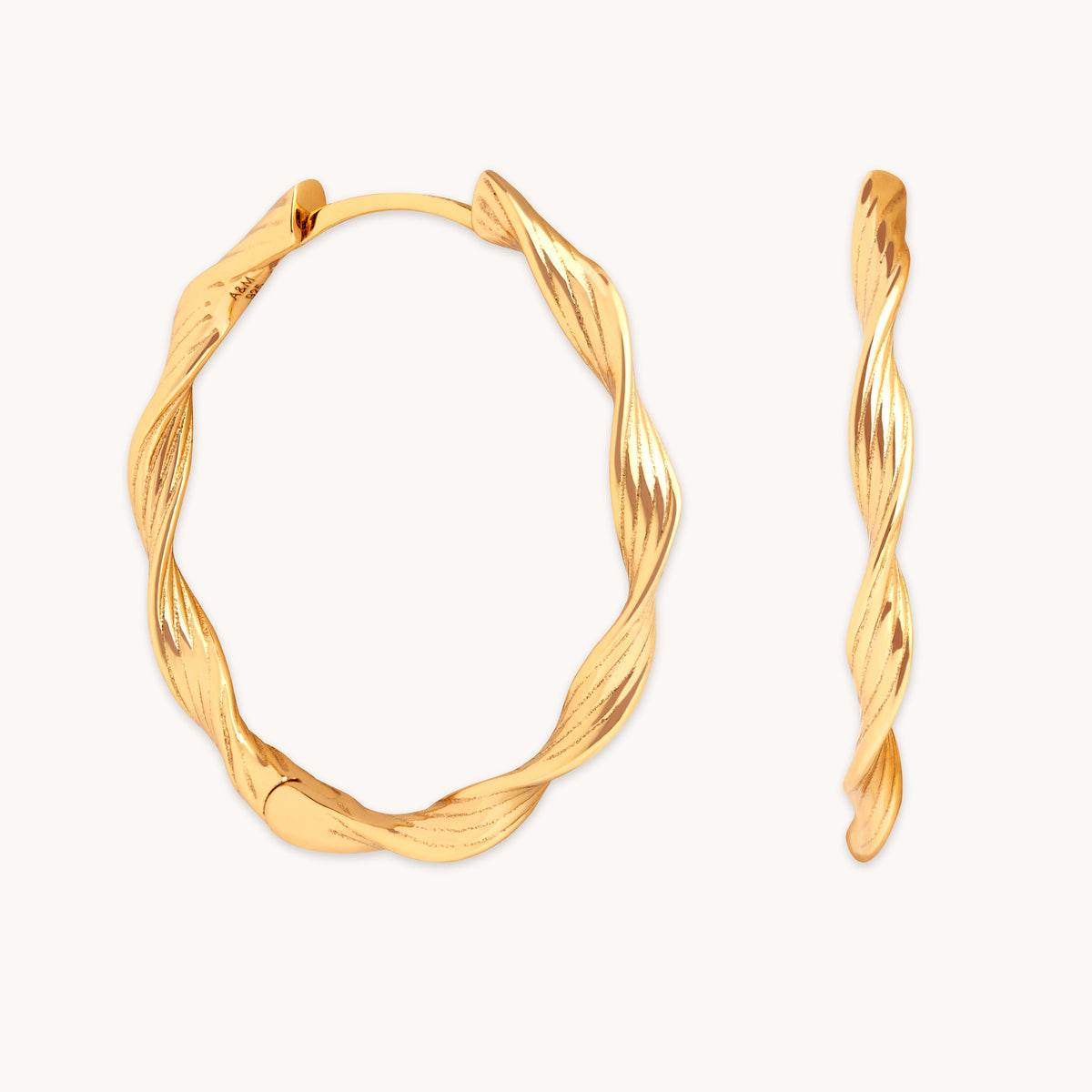 18k Gold Plated Jewellery - Twist Large Hoops in Gold - Hoops - Astrid &amp; Miyu