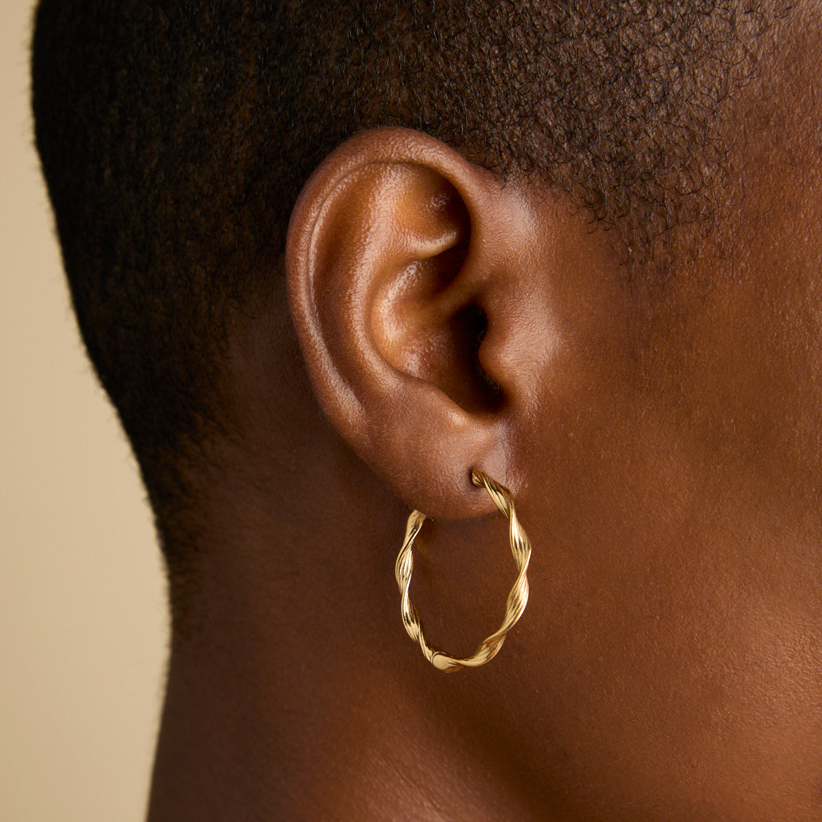 18k Gold Plated Jewellery - Twist Large Hoops in Gold - Hoops - Astrid &amp; Miyu