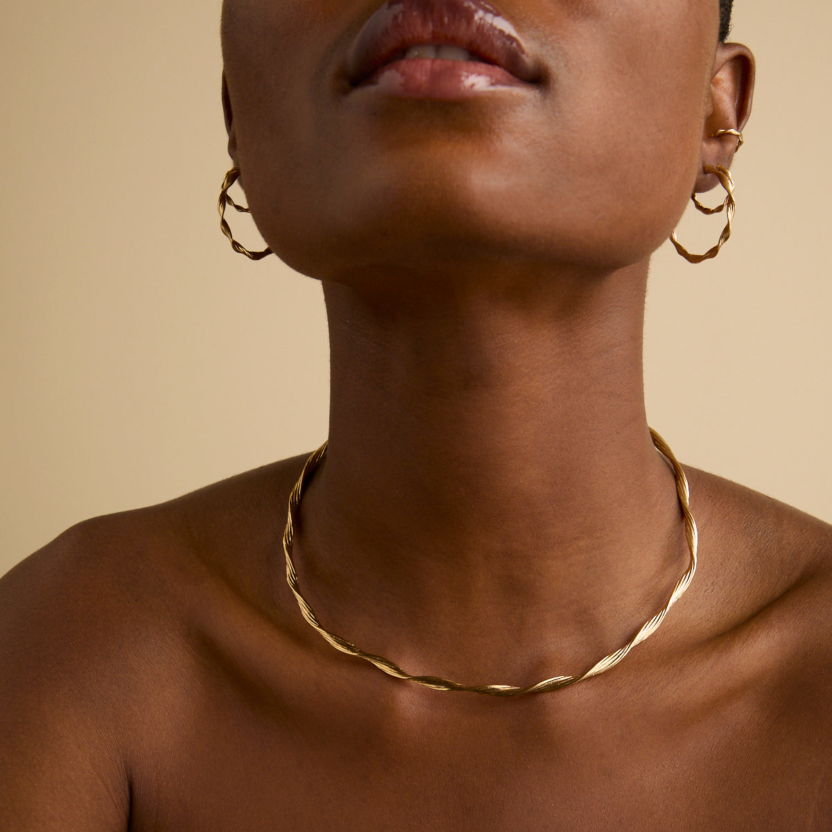18k Gold Plated Jewellery - Twist Large Hoops in Gold - Hoops - Astrid &amp; Miyu