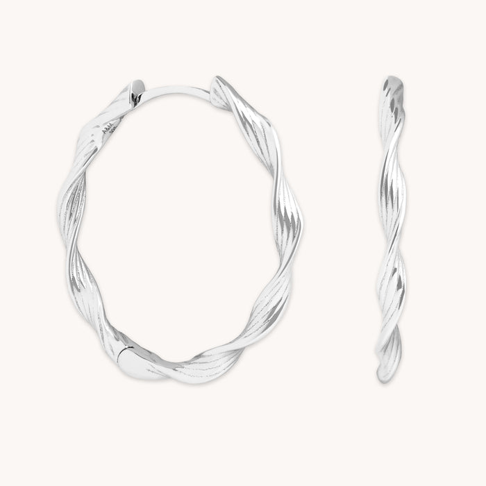 Earrings - Twist Large Hoops in Silver - Hoops - Astrid &amp; Miyu